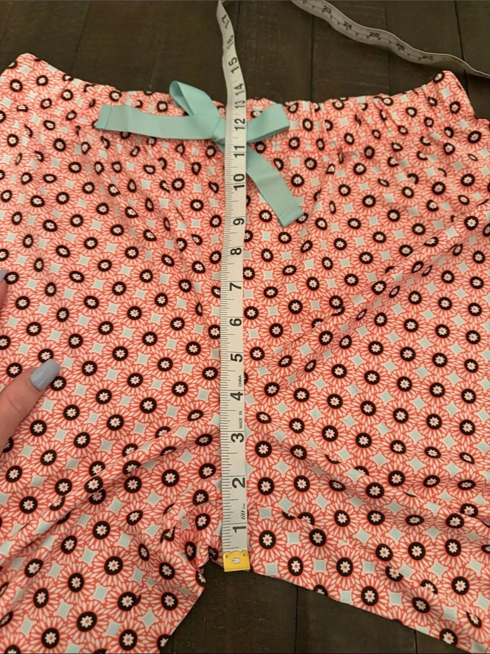 Lands' End Coral Pink Long-Sleeve Pajama Set with Printed Pants
